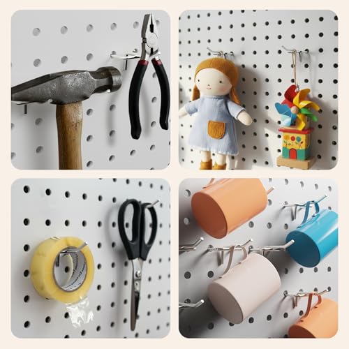 JEAWIWI 120 Pack 2 Inch Metal Pegboard Hooks, Fit 1/4 in and 1/8 in Peg Board Organizer Accessories, for Hanging Storage, Garages, Tool Sheds, Basements - size: 2IN 120PCS