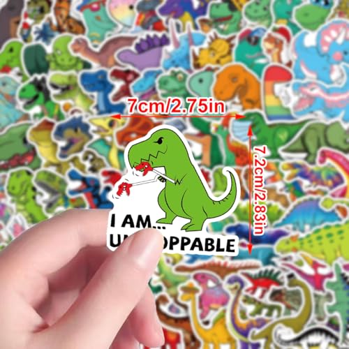110PCS Cartoon Dinosaur Stickers - Waterproof Cute Dino Decals for Kids Toddlers Boys Girls Teens | Perfect for Teaching Rewards, Dino Party Favors & Holiday Stocking Stuffers - style: Cartoon Dinosaur