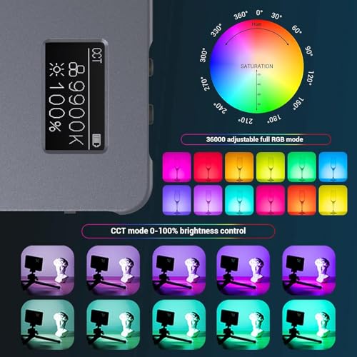 P96L RGB Video Light by SmallRig, Portable Metal LED Camera Light, 2500-8000K, 21 Effects, CRI 96+, OLED Display, Photo and Video Lighting, Long Battery Life, Fits Phone and Camera - size: 14cm P96L