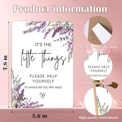 Wedding Guests Restroom Sign, Lavender Bridal Shower Decorations, Engagement Party Decor, Centerpieces for Tables, Purple Floral Wooden Sign with Stand for Wedding Reception And Bridal Party Decor, 34 - color: Wedding Guests34