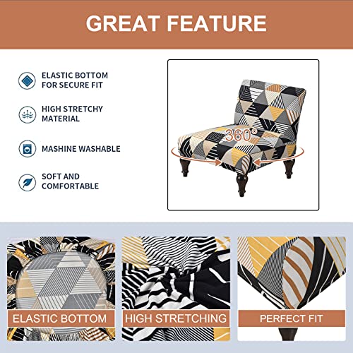 Eco-Ancheng Armless Chair Slipcover Removable Armless Accent Chairs Covers Washable Armless Slipper Chair Slipcover Printed Armless Chair Furniture Protector Covers for Living Dining Room Hotel - color: A12