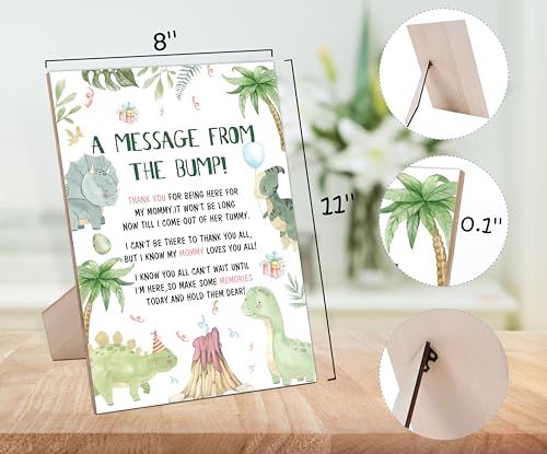 Baby Shower Game for A Message From The Bump,Wooden Baby Shower Game Sign With Stand,Dinosaur Babyshower Table Decoration,Baby Shower Welcome Sign,Party Favors Supplies,Gender Reveal Ideas,-7