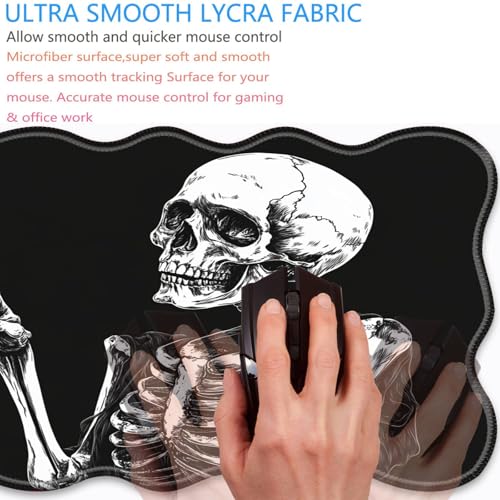 Bxgolkgd Desk Mat Set,Mouse Pad with Keyboard Wrist Rest & Mouse Wrist Rest,Wave-Shaped Design,Non-Slip Rubber Base,Ergonomic Desk Mat for Home,Office,Gaming,Skull Skeleton Black Background - color: Skull Skeleton Black Background