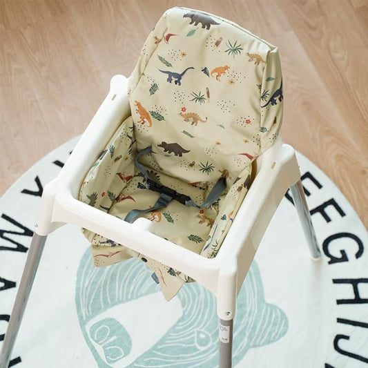 High Chair Cover for Baby High Chair Cushion Compatible with IKEA Antilop Soft and Comfortable HighChair Seat Cover Replacement Waterproof and Easy to Clean, Dinosaur - color: Sandy