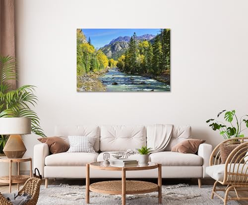 SKASNFAI Colorado River Wall Art Colourful Mountains Stream for Pictures Office Decor Living Room Nature Landscape Photography Artwork Print Framed 16X24 Inch - color: Mountain 01, size: 16"L x 24"W