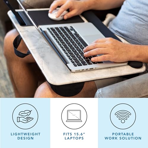 LAPGEAR Home Office Pro Lap Desk with Wrist Rest, Mouse Pad, and Phone Holder - White Marble - Fits up to 15.6 Inch Laptops - Style No. 91591 - color: White Marble, size: Home Office Pro W/Wrist Rest
