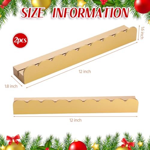 Cinnvoice 2 Pcs 12 Inch Scalloped Edge Christmas Card Display Wooden Christmas Card Holder Postcard Display Stand Organizer for Decoration Holiday Side Table Console Table Mantel Shelf Desk(Gold)
