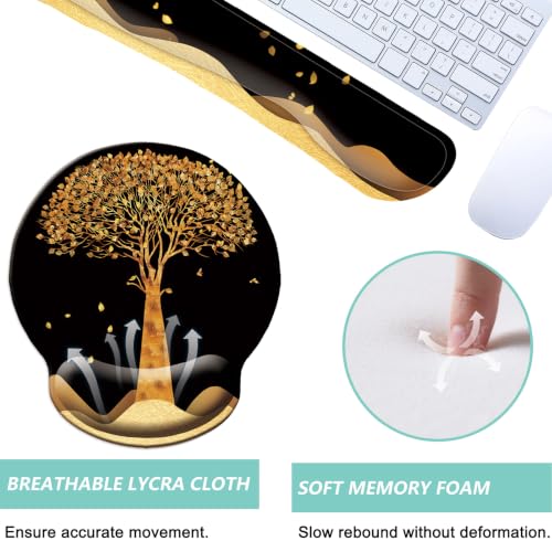 Keyboard Wrist Rest Pad Mouse Pad with Wrist Support Set of 3, Mousepad with Non-Slip Rubber Base, Ergonomic Memory Foam Mouse Wrist Cushion Support for Home Office Laptop Computer, Tree - color: Tree