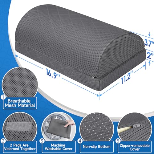 CushZone Foot Rest for Under Desk at Work Adjustable Foam for Office and Home, Office Desk Accessories,Comfortable Footrest with 2 Adjustable Heights,Back & Hip Pain Relief (Gray-16.9 in) - color: Grey, size: Large