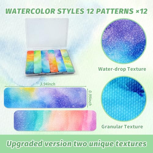 72 Pieces Anxiety Sensory Stickers with Storage Box - Sensory Stickers 2 Textured Surface - Fidget Strips for Office Desk Adult Stress (Watercolor) - style: Watercolor Style