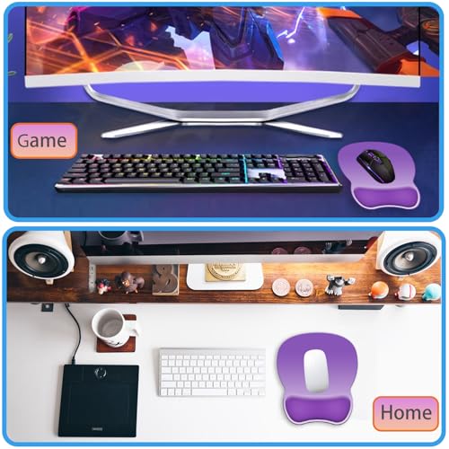 Ergonomic Mouse Pad with Wrist Rest, Comfortable Gel Concave Mouse Pad with Non-Slip Base, Pain Relief Mouse Pads with Smooth Wrist Support for Office & Home (Gradient Purple) - color: Gradient Purple