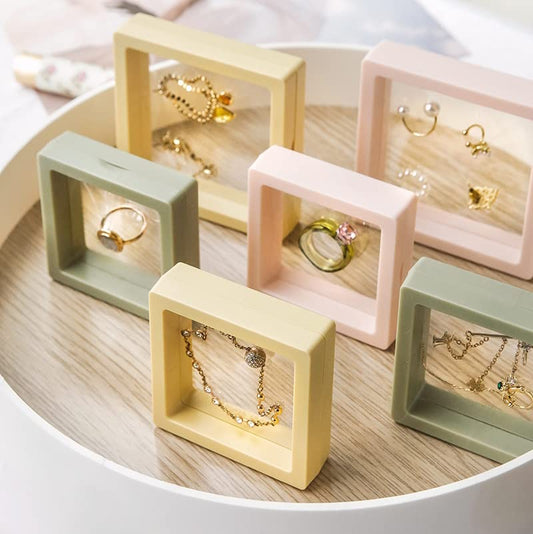 12PCS 3D Floating Frame Display Stand, Jewelry Box, Gift Box, Ornament Organizer, Small Travel Jewelry Box, PE Film Anti-Oxidation, Suspended Display Box Stackable (2.75 * 2.75,Type 2) - color: 2.75*2.75,Type 2