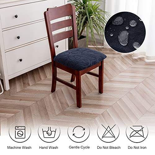 Genina Waterproof Chair Seat Covers Dining Room Chair Covers Stretch Seat Cover for Dinning Room Chair Protector Slipcovers for Kitchen, Hotel (2, Flower Pattern-Navy Blue) - color: Flower Pattern-navy Blue