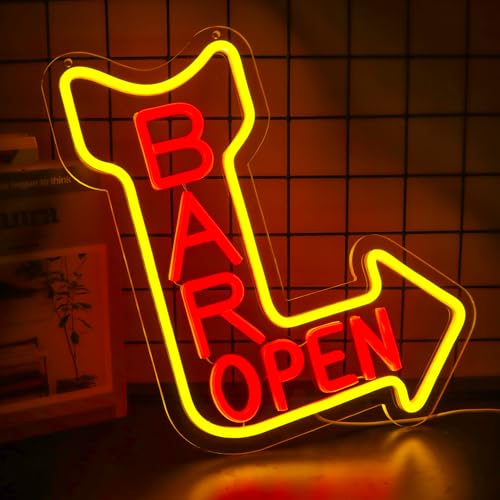 Bar Open Neon Signs for Wall Decor,Open Signs for Business,Led Neon Light for Man Cave, Bar,Pub,Christmas Birthday Party Gift - style: Bar open
