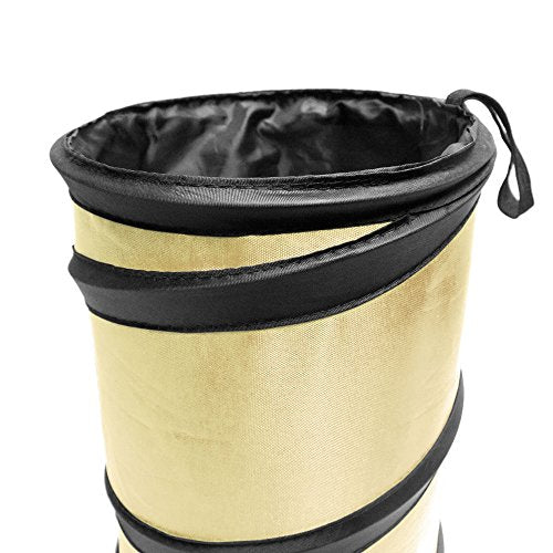 FH Group Automotive Waterproof Portable Collapsible Small Trash Can Garbage Container fits Most Cars,Waterproof,Polyethylene, SUVs, and Trucks Beige - color: Beige, style: Small