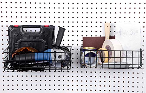 RightArrange Pegboard Basket Set of 2 - XLarge + Large Size Basket, Black - Hooks to Any Peg Board - Organize Tools, Workbench, Accessories, Garage Storage - Wall Organizer Attachments - size: d. Sizes L+XL Pack