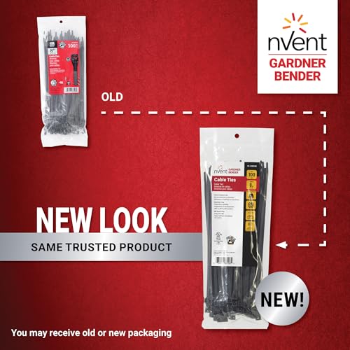 Gardner Bender 46-308UVB Cable Tie, 8 inch., 75 lb. Tensile Strength, Wire / Cord Management Industrial and Household Use, Nylon Zip Tie, 100 Pk., UV Resistant Black - color: Uv Black, size: 100 Pack, style: 8 inch., 75 lb tensile