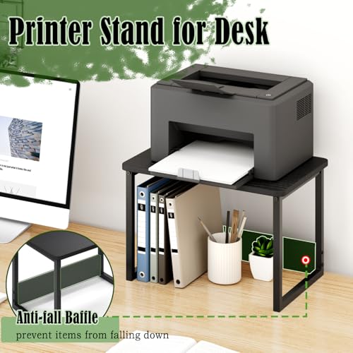 MARTY Printer Stand with Storage for Desk, Desktop Printer Stand Shelf Organzier for Home/Office Heavy Duty Printer Riser Under Desk Small Printer Table for Fax Machine Copier Scanner(Black) - color: Black, size: 2 Tier without Drawer