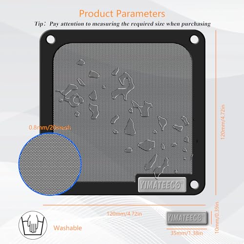 120mm Dust Filter PC for Computer Cooler Fan/PSU/Routers PVC 50 Mesh, Computer Fan Filter Grills Magnetic with Screws Dustproof Case Cover (PVC V4.0, 120 * 120mm, 2pcs, Black) - color: Black, size: 2pcs - PVC V4.0