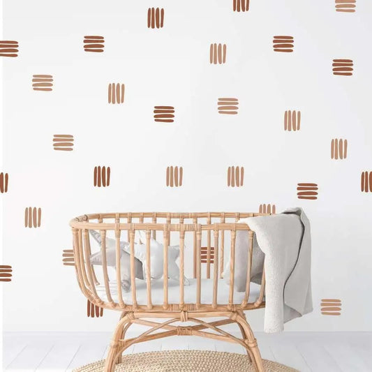 12x36 Inch Set Boho Three Line Brown Wall Decal- Geometrical Shape Themed DIY Boho Mural Set - 24 Pcs Wall Stickers for Kitchen, Nursery, Office Decor - 3.5x2.5 Inch Decals (Boho Line Brown) - color: Boho Line Brown
