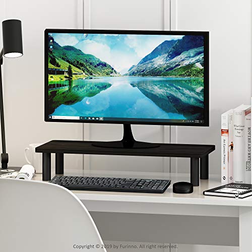 Furinno Turn-N-Tube Monitor Stand Riser, 23.6"W Rectangle Monitor Riser, Laptop Stand for Desk, Office Desk Accessories, Desk Organizers and Accessories, Toolless Assembly, Espresso - color: Espresso/Black, size: Rectangle (New)