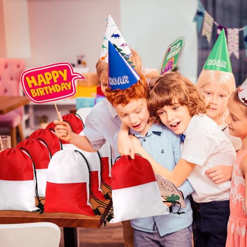 Yiyiring 16 Pcs Cartoon Drawstring Backpack Pkmn Beach Drawstring Bags Animation Birthday Decoration for Kids Cartoon Animation Themed Party Birthday Favor Supplies (Red White) - style: Red White