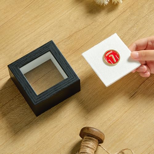 3x3 Small Square Shadow Box Picture Frame Display Case with Soft Linen Back,Small Mini Tiny Black Deep Shadow Memory Box Frame 3x3 for Nsect Specimen Baby Wedding Pet Graduation Medal Souvenir - color: Black + Thickened Panel + Foam Packaging, size: 3x3