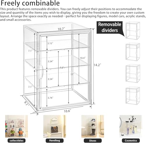 Clear Acrylic Display Case for Figures (Set(4 Pack), 7.1"+14.2") - color: Set(4 Pack), size: 7.1"+14.2"