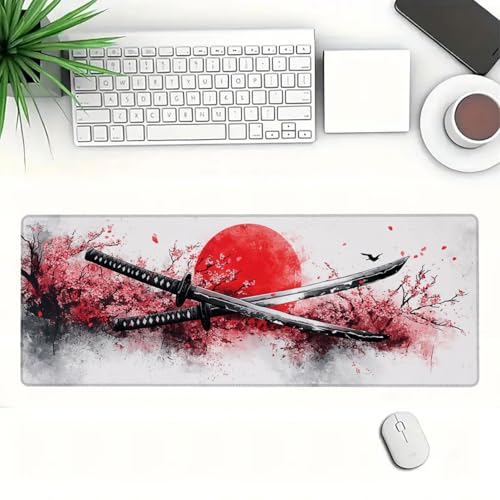 Japanese Cherry Blossoms Desk Mat Gaming Desk Pad Large Mouse Keyboard Pad Black and White Desktop Mats Computer Keyboard Pad Mouse Mat Laptop Mat Office Home Decor 31.5" x 11.8" - color: Japanese Cherry Blossoms, size: 31.5L x 11.8W inches