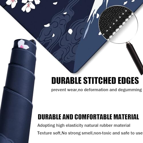 Japanese Mt Fuji Gaming Pad, Large Mouse Pad for Gamer, Durable 31.5"x15.7" Extended Mousepad with Stitched Edges, Waterproof Non-Slip Base Long XXL Large Mouse Pad for Home Office Work - color: Mt Fuji