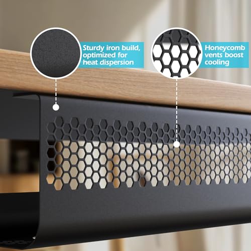 KHAMAL Cable Management Under Desk 26PCS - Cable Management Tray Kit Ventilated Hexagonal Design with Cable Clips, Wire Ties, Cord Holder & Screws for Office, Home (Black) - color: Black 2 Sets