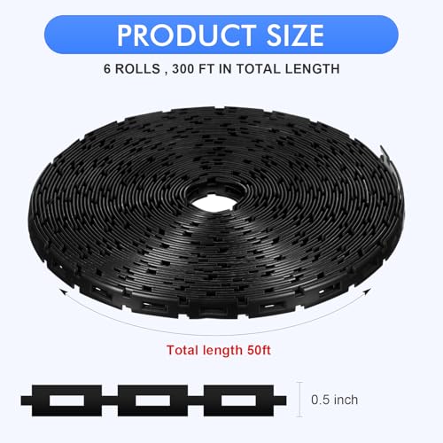 Wesiti 300 ft Plastic Chain Lock Tree Tie 1/2 Inch Wide Adjustable Tree Support Straps Plant String Swing Strap Flexible Reusable Ties for Staking for Garden Accessories - size: 300 ft