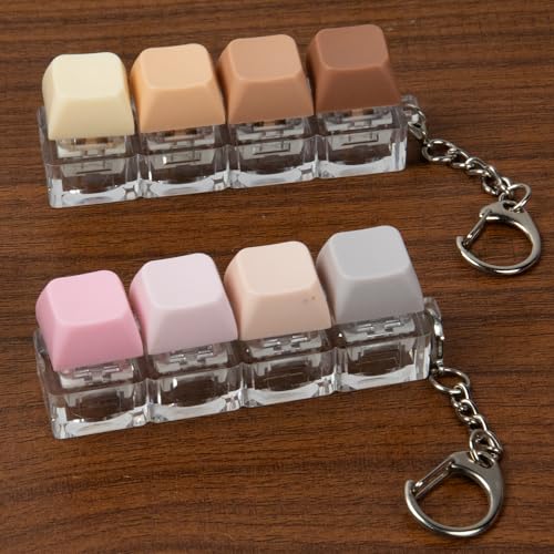 2 PCS 4-in-1 Keyboard Fidget Toy Keychain, Finger Clicky Button Toy Stress Relief Keychain with Swappable Keycaps, Mini Mechanical Key Fidget for Office Desk Focus Gifts (Morandi) - color: Morandi