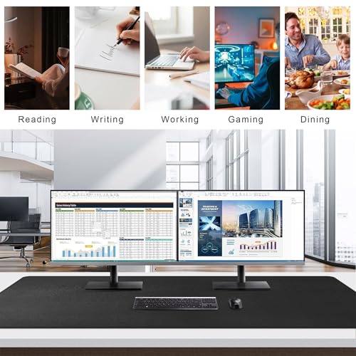 Mydours Extra Large 59" x 24" PU Leather Desk Pad, Desk Mat for Keyboard & Mouse, Premium Office Desk Protector with Stitched Border, Waterproof Surface for Home Office & Gaming Setup (Black) - color: Black, size: 59" x 23.6"
