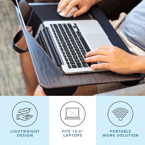 LAPGEAR Home Office Pro Lap Desk with Wrist Rest, Mouse Pad, and Phone Holder - Gray Woodgrain - Fits up to 15.6 Inch Laptops - Style No. 91595 - color: Gray Woodgrain, size: Home Office Pro W/Wrist Rest