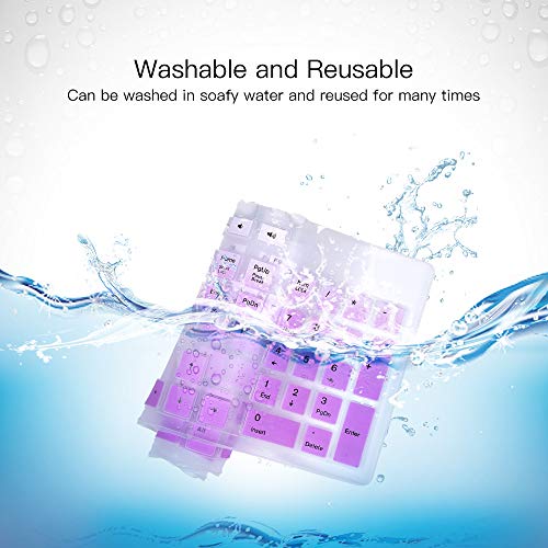Keyboard Cover for KB216 Wired & Dell KM636 Wireless Keyboard/Dell Optiplex 5250 3050 3240 5460 7450 7050/ Dell Inspiron AIO 3475/3670/3477 All-in one Desktop Keyboard Skin, Ombre Pinkish Purple - color: Ombre Pinkish Purple