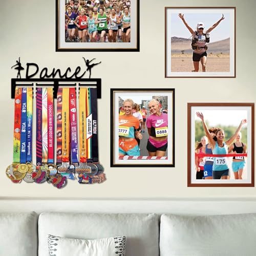 Resama Medal Hanger Holder Display Wall Rack Frame Shelf-Medal Hanger Awards Ribbon Soccer,Gymnastics,Holder Display Rack for 60 Medals - color: Dance