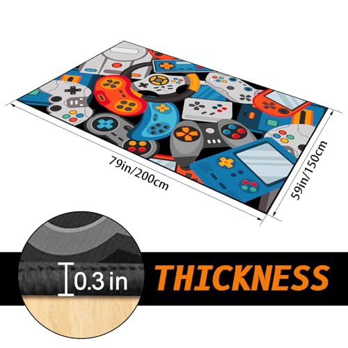 Game Area Rug Teen Boys Carpet, 3D Gaming Rugs Gamepad Controller Mat for Boys Girls Bedroom Playroom, Non-Slip Gamer Rugs Children Gaming Area Rugs (79" x 59", Blue) - color: Blue, size: 4'11" x 6'7" (Rectangular)
