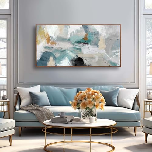 Kureful Abstract Oil Painting/Green Wall Decor/Artwork for Living Room Picture Prints on Canvas/Grey Wall Decor for Bedroom Office Hotel 20x40 Inch - color: Green, size: 20"x40"