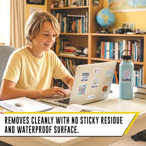 Science Stickers Pack 12pcs for Students, Science Vinyl Stickers for Kids Teens, Science Decals for Classroom, Laptop, Water Bottle, School Supplies - color: Science