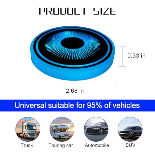 Mandark LED Car Cup Holder Lights, 2PCS Waterproof 7 Colors Changing Vehicle USB Charging Coaster Pad, Auto Interior Atmosphere Lamp Cup Mat Accessories, Universal for SUV Sedan Truck
