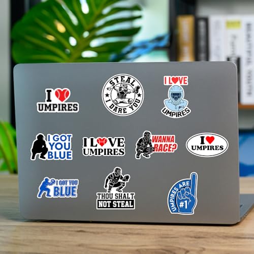 SODAVA | Funny Umpire Stickers Pack of 10, 3x3 Inch Baseball Softball Catcher Decals, Waterproof Vinyl Stickers for Helmet Laptop Water Bottle, Sports Decoration for Players Coaches Fans - color: Umpire