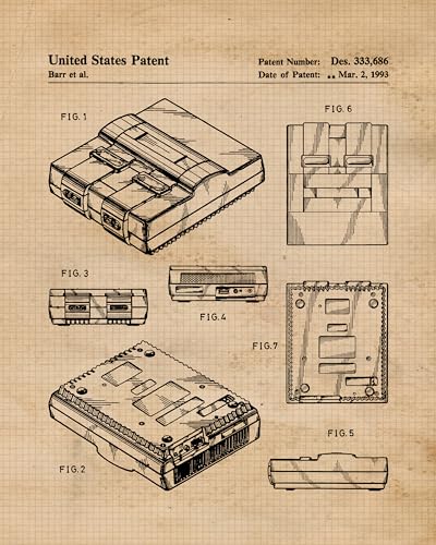 STARS BY NATURE Classic Video Game Console Controller Patent Prints, 4 (8x10) Unframed Photos, Wall Art Decor for Home Work Office Tech Gaming Garage Electronic Robotics Shop School Student Teacher