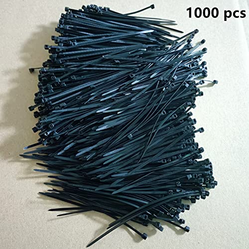 1000 pcs 4 inch Cable Zip Ties Heavy Duty, Premium Plastic Wire Ties with 18 LBS Tensile Strength, UV Resistant Cable Ties, Self-Locking Black Nylon Tie Straps - color: Black, size: 4 inch ( 3 x 100mm )
