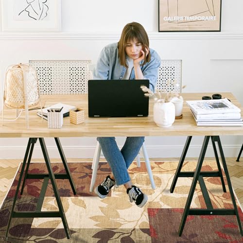 Office Chair Mat for Hardwood Floor, 48"x36" Easy Glide Computer Desk Mat Protector for Rolling Chair Under Desk Rug Nonslip Backing, Machine Wash (Modern) - color: Red Leaf, size: 36"x48"