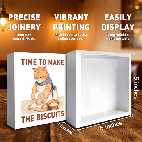 Funny Cat Baking Decor, Time to Make the Biscuits Kitchen Wooden Box Sign, Cute Baking Gifts for Cat Lovers Bakers Women, Cooking Gifts - color: Cat Baker