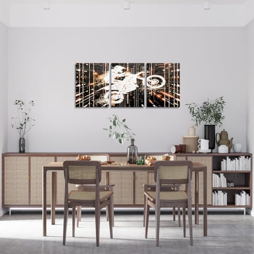 Feelyou Boys Girls Dirt Bike Wall Painting Posters Racing Motocross Picture Wall Decor Motorcycle Canvas Wall Art for Living Room Bedroom Kids Motorbike Teens Bathroom Wall Art 12"x16"x 3Pcs - color: Multi A13