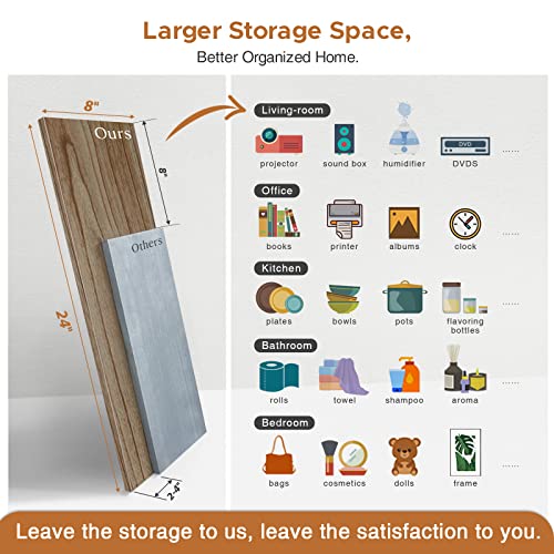 Forbena Wood Floating Shelves for Wall 24 inches Long, Large Bathroom Hanging Shelves Set of 3, Wall Mounted Storage Shelf for Bathroom Bedroom Living Room Kitchen Closet (Natural Wood) - color: Wood & Diy, size: 24 x 8 Inch