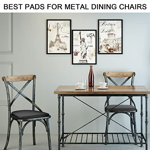 BUYUE 14" Metal Chair Cushions with Magnetic Set of 4, Luxury PU Leather Waterproof Anti-Slip Seat Pads for Kitchen Cafe Dining Bistro Stackable Chairs (U-Shape, Black, 4) - color: Black, style: U-shape-4 Pcs