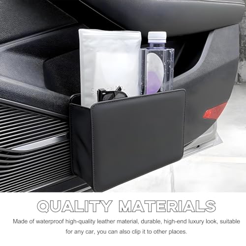 Yourkar Car Trash Can, Foldable Waterproof Leather Car Garbage Organizer Holder, Automotive Mini Dustbin Container with One Roll Trash Bag, Universal Interior Car Accessories (Black) - color: Black
